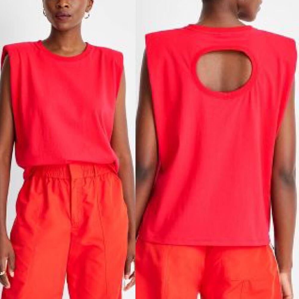 FUTURE COLLECTIVE Kahlana Barfield Sleeveless Cut-Out Back T-Shirt Red XXS